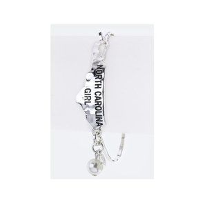 Stylish Women North Carolina Girl State Map Hook Bracelet Jewelry - Silver